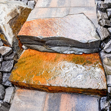 Kootenay Brownstone Steps with Paving Stones & Rundle Stone Tailings
