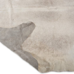 Luxury Natural Cowhide Area Rug, Handmade, Gray, White, Hair-on-Hide, 7'0"x6'0" - Area Rugs