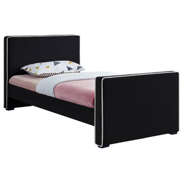 Dillard Velvet Upholstered Bed, Black, Twin