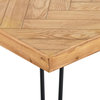 43" Metal and Wood Coffee Table in Natural, Chevron Pattern, 1.9" Thick