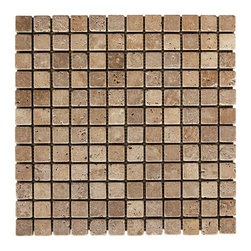 1x1 Noce Travertine Mosaic Tumbled - Home Decor