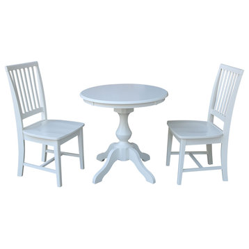 30" Round Top Pedestal Table - With 2 Mission Chairs