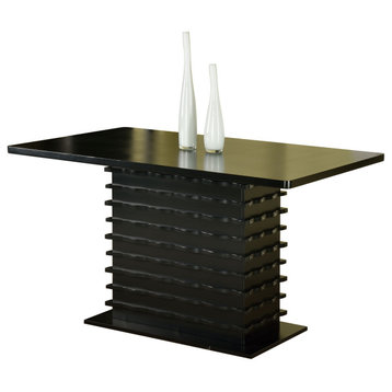 Pilaster Designs, Black Finish Wood Wave Design Dining Room Kitchen Table