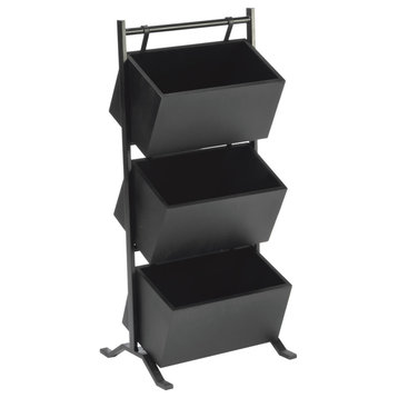 3 Tier Wooden Crate Stand, Black