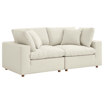 Commix Down Filled Overstuffed 2 Piece Sectional Sofa Set, Light Beige