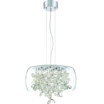 Destiny Chandelier, Chrome With Glass Shade With Crystals, Large
