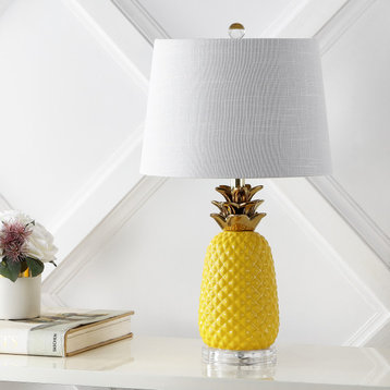 Pineapple 23'' Classic Vintage Ceramic LED Table Lamp, Yellow