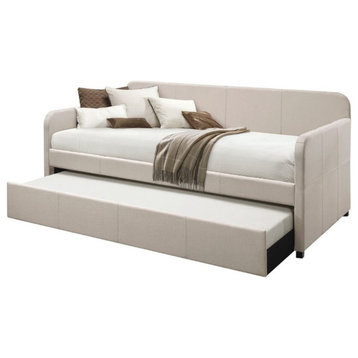 Bowery Hill Contemporary Daybed and Trundle in Beige Fabric