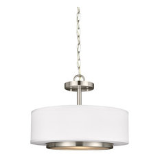 Sea Gull Lighting 2-Light Semi Flush Convertible Pendant, Brushed Nickel