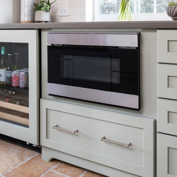 Built-in beverage center and microwave drawer