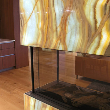 Backlit Onyx Double-sided Fireplace