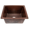17" Rectangle Hammered Copper Bar/Prep/Laundry/Utility Sink, 3.5" Drain Opening