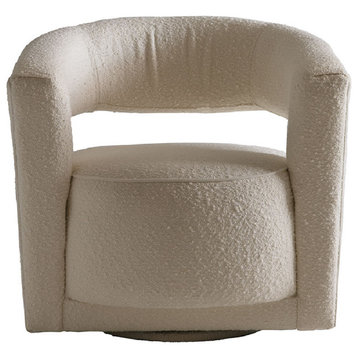 White Boucl√© Sculptural Swivel Chair | Andrew Martin Madison