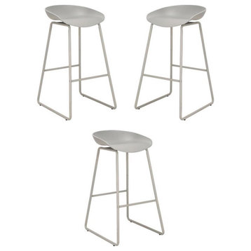 Home Square Celyn 26" Style Metal Counter Stool in Cool Gray Finish - Set of 3