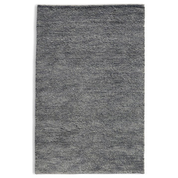 Hand Woven Medium Pile Grey Wool Rug  by Tufty Home, Grey / Td Grey, 4x4 Round