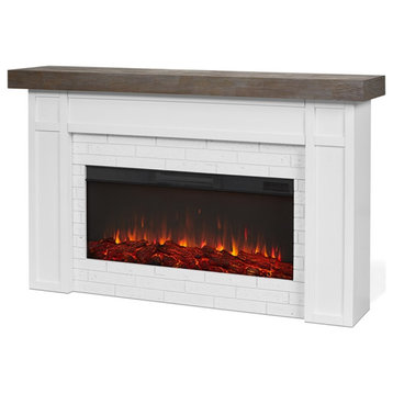 Real Flame Cravenhall Solid Wood and Glass Landscape Electric Fireplace in White