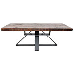 Vault Furniture - Industrial Modern Reclaimed Coffee Table, Wood/Steel, With Hidden Shelf - Industrial Modern Reclaimed Coffee Table with rustic wood top and angled steel legs. its minimal aesthetic allows it to blend with modern and industrial surroundings. Our favorite part is the hidden shelf for remote storage.