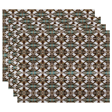 Beach Tile, Geometric Print Placemat, Set of 4, Brown