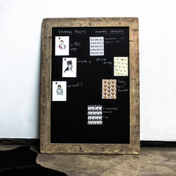 Laura Large Chalkboard with Reclaimed Scaffolding Board Rounded Corner Frame - Decorative Wall Plaques And Objects