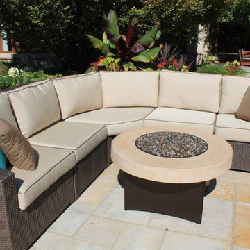 Terrace High Back 4 Piece L Sectional with Antique Beige Sunbrella Fabric