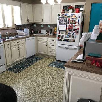 cabinet refacing---------antique white cabinets