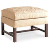 Jessica Charles Alexander Chippendale Ottoman, Java Finish, Ginger Barley Fabric