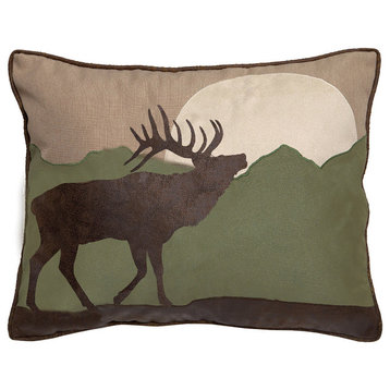 Elk Scene Rustic Throw Pillow, 16"x20"