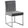 The Dice Dining Chair, Gray, Velvet, Chrome Base Set of 2