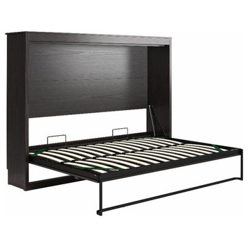 Pemberly Row Engineered Wood Full Size Murphy Daybed Wall Bed in Black