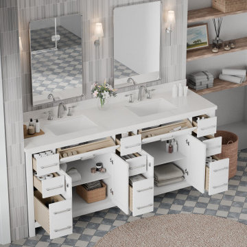 Caroline Parkway 78'' White Bathroom Vanity