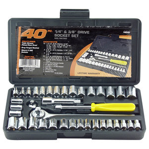 40 Piece Ratcheting Socket Wrench Set Metric Standard 6 Point Hex Socket Durable