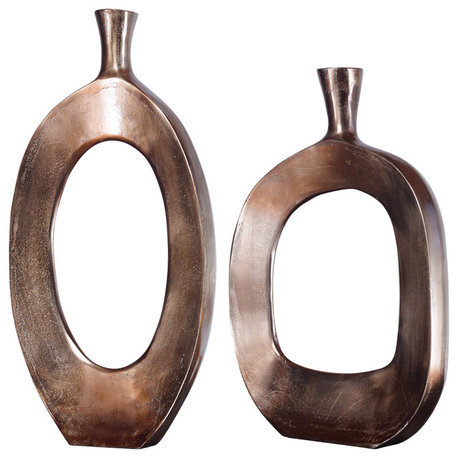 Uttermost Kyler Textured Bronze Vases, Set of 2