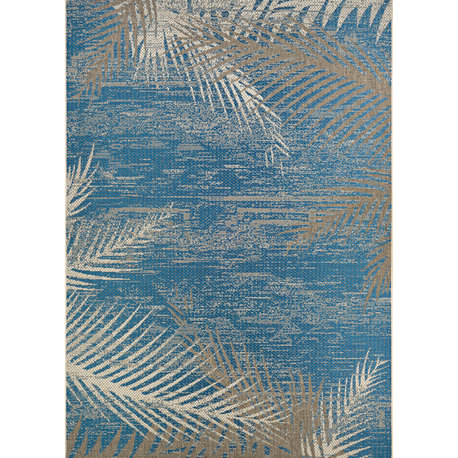 Couristan Monaco Tropical Palms Indoor/Outdoor Area Rug, Ocean, 8'6"x13'