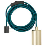 Novogratz x Globe Electric - Novogratz x Globe Emile 1-Light Teal and Brass Plug-In Exposed Socket Pendant - Show off your impeccable style with the super on-trend color of the Novogratz x Globe Emile Exposed Socket Pendant. The tantalizing teal of the cloth cord mixes with a brass socket to elevate this basic design to a whole new world, and will be the center of attention in your space. You'll love all the compliments you get from hanging this in your home. Perfect for any room you desire, simply add your favorite vintage or designer bulb to complete the look.