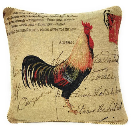 Vintage European French Postmarked with Love Cushion Throw Pillow Cover