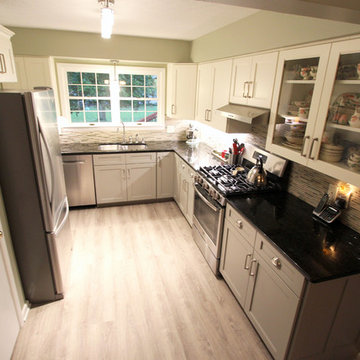 Refaced 2-tone kitchen, Base Cabinets - Harbor Mist; Wall Cabinets - Divinity