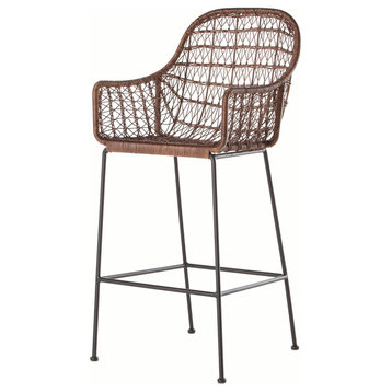 Grass Roots Bandera Woven Stool With Arms, Bar Height