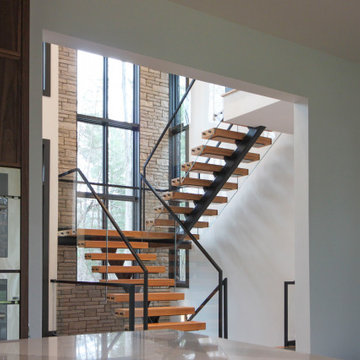 Project #98 | Modern Mono-beam Staircase with Glass Railing