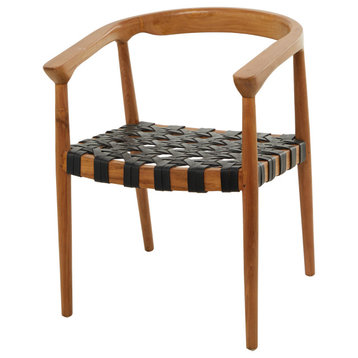 Contemporary Brown Teak Wood Dining Chair 562951