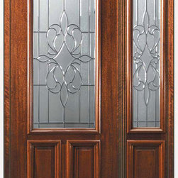 Prehung Sidelight Door 80 Wood Mahogany New Orleans 2/3 Lite Glass - Front Doors