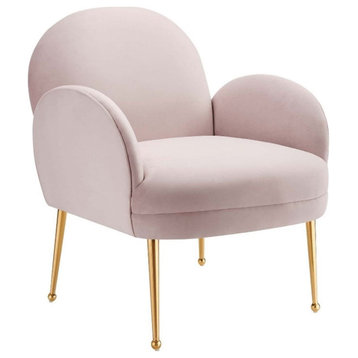 Modway Transcend Modern Performance Velvet Armchair in Pink/Gold