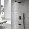 CASAINC 10" Wall Mounted Luxury Dual Rainfall Shower System Kit w Bathtub Spout, Matte Black