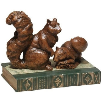 Bookends Bookend MOUNTAIN Lodge 2 Park Squirrels on Book Resin
