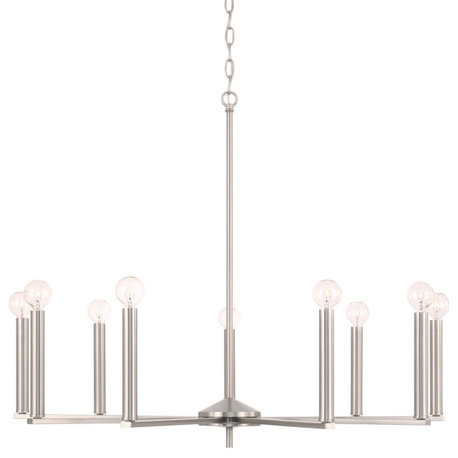 Capital Lighting 448691 Portman 9 Light 34"W Candle Style - Brushed Nickel