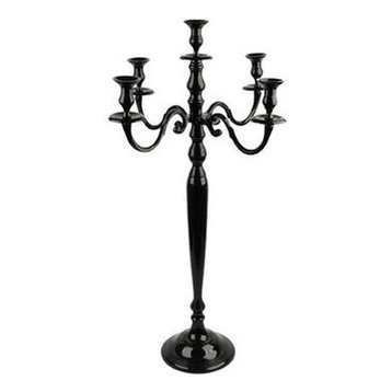5 Arm Candelabra Candle Holder, Black, Large