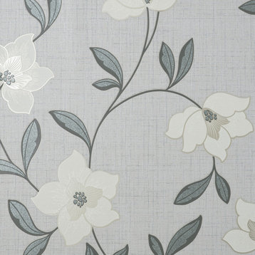 Larson White Floral Wallpaper Sample
