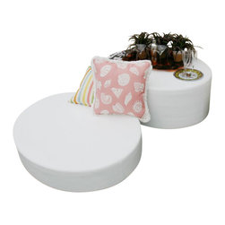 Home Infatuation - Modern Note And Footnote Outdoor Table and Ottoman, Footnote - Side Tables And End Tables
