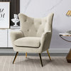 Tufted Accent Chair With Golden Legs, Tan