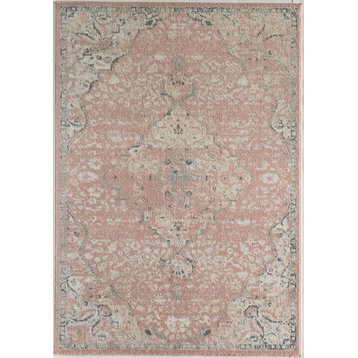 Harper Pink Amaranth Transitional Vintage Area Rug, 4'x6'Oval