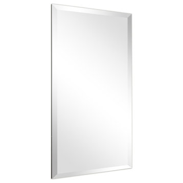 Frameless Beveled Prism Rectangle Wall Mirror, 1" Beveled Edge, 36"x24"